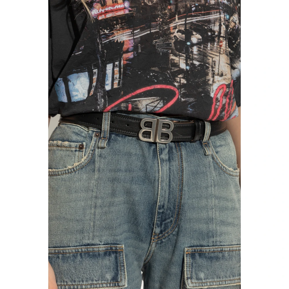Balenciaga Leren Riem Black Dames