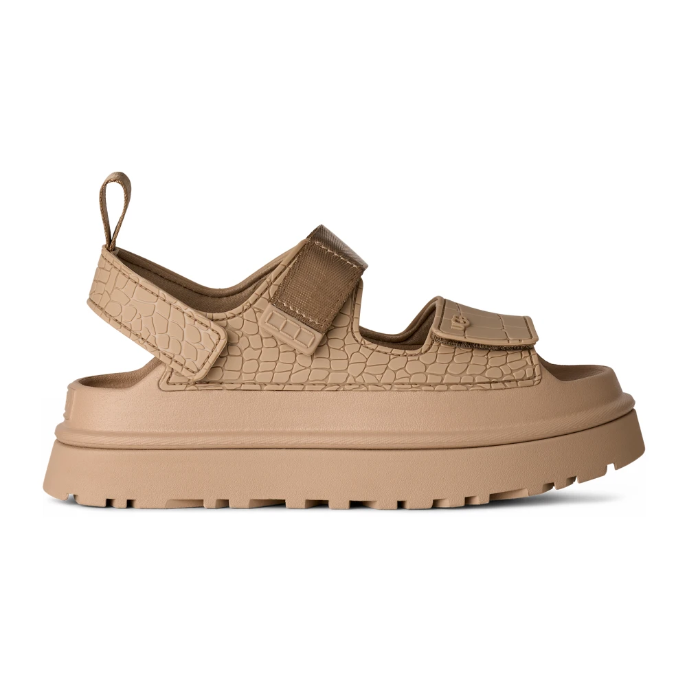 Ugg Women's Beige Flat Sandals, 7 Uk, Goldenglow Embossed Sandal