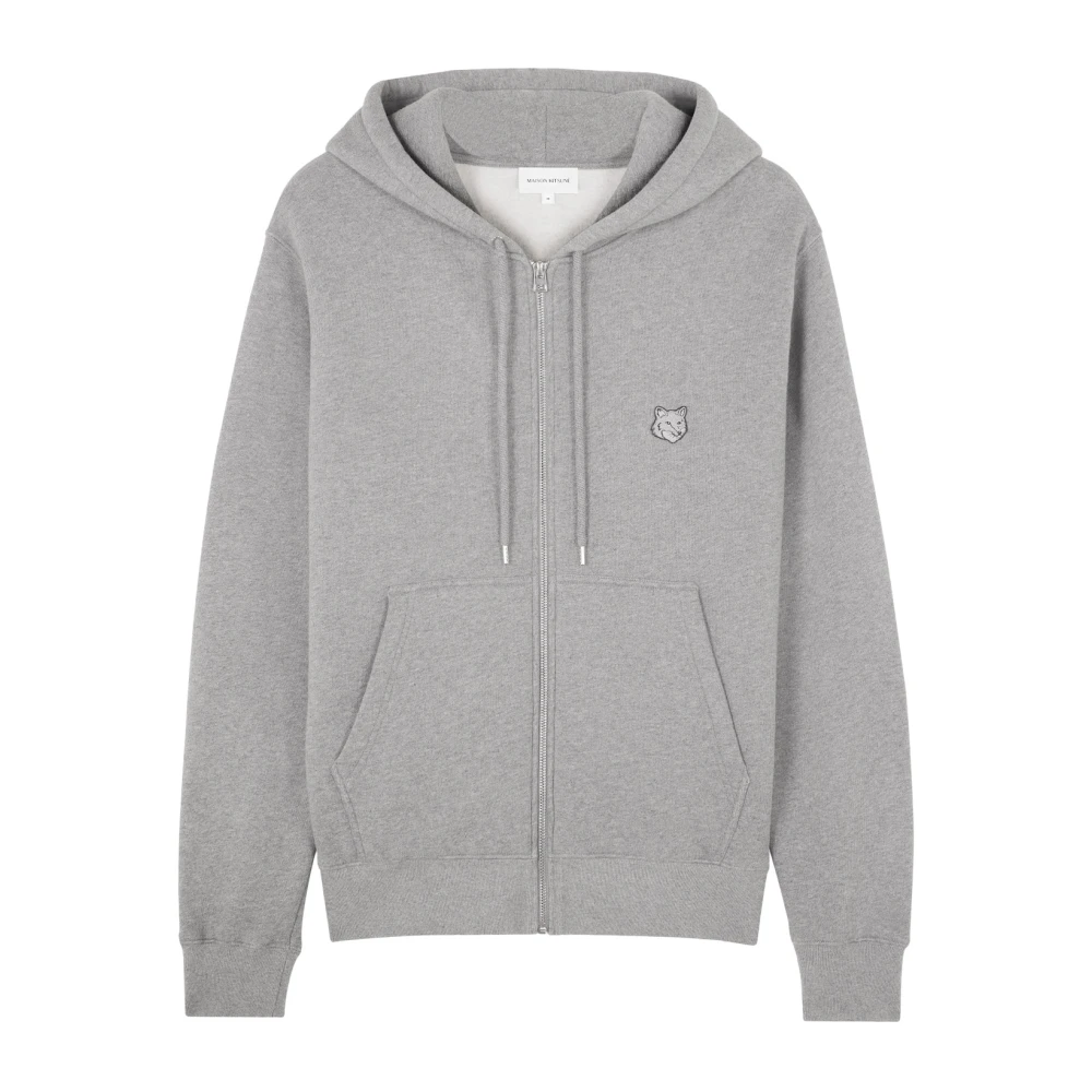 Maison Kitsuné Foxy Logo Katoenen Sweatshirt met Capuchon Gray Heren