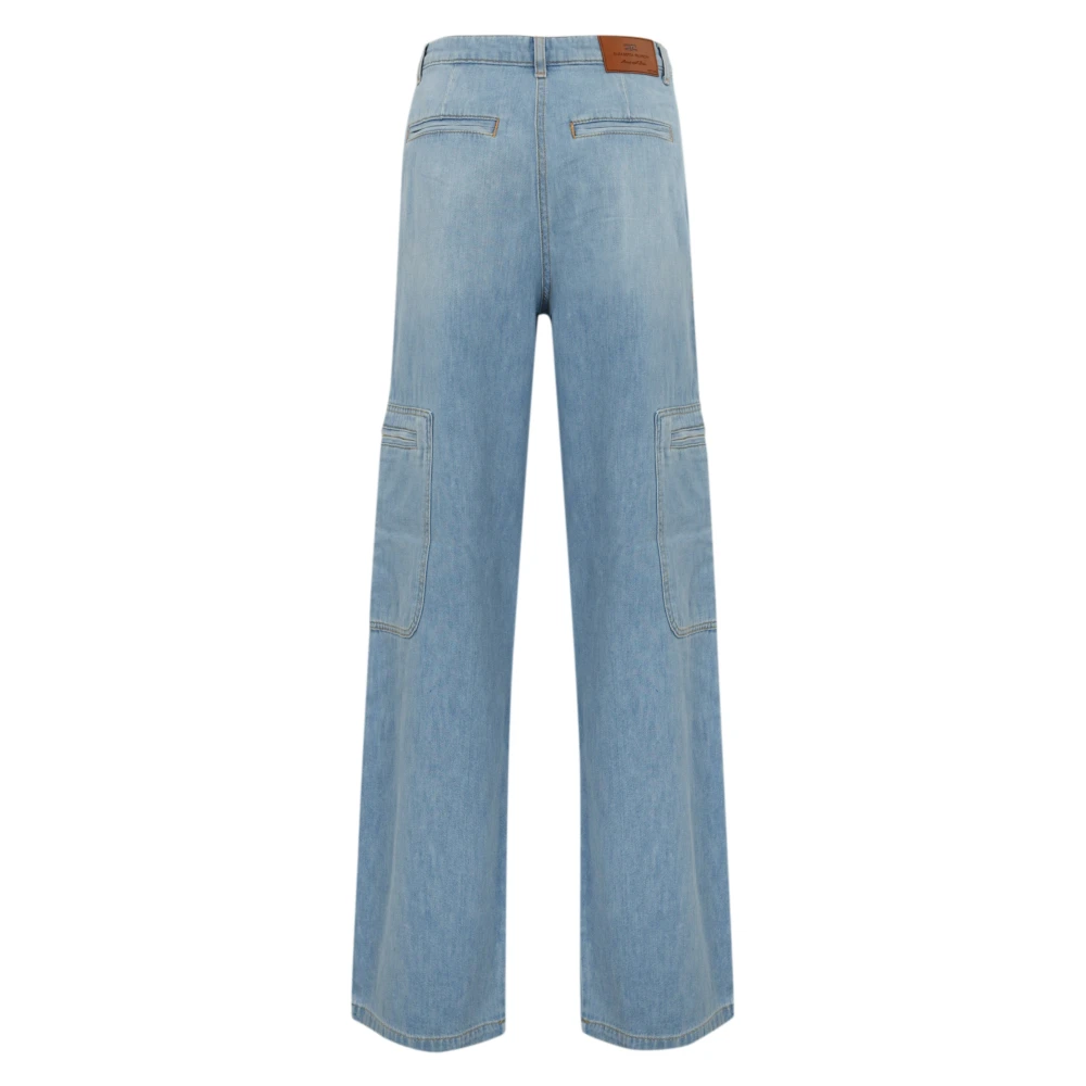Elisabetta Franchi Cargo Denim Broek Blauw Blue Dames