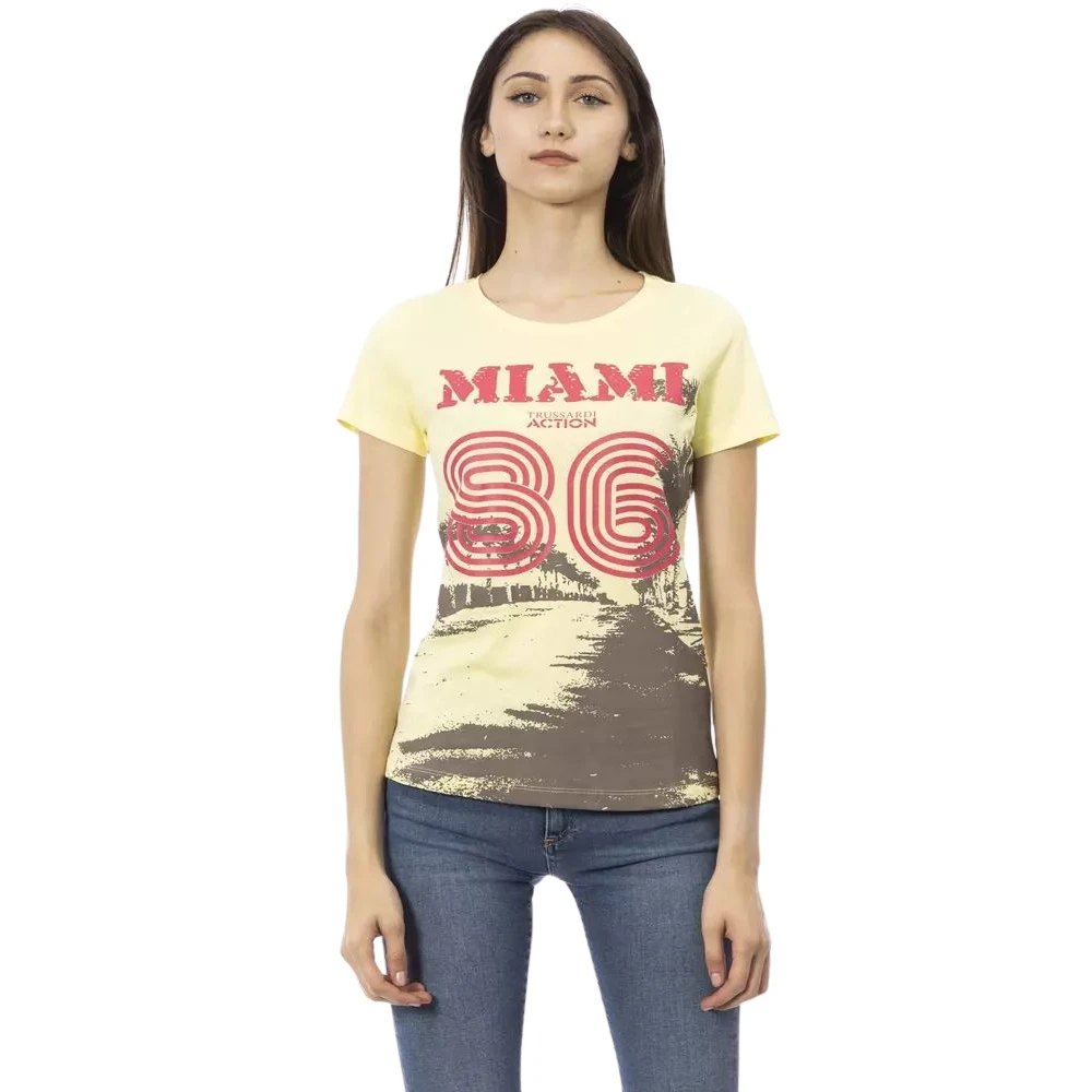 Trussardi Women's Yellow T-Shirts, M, Short Sleeve Tee With Print