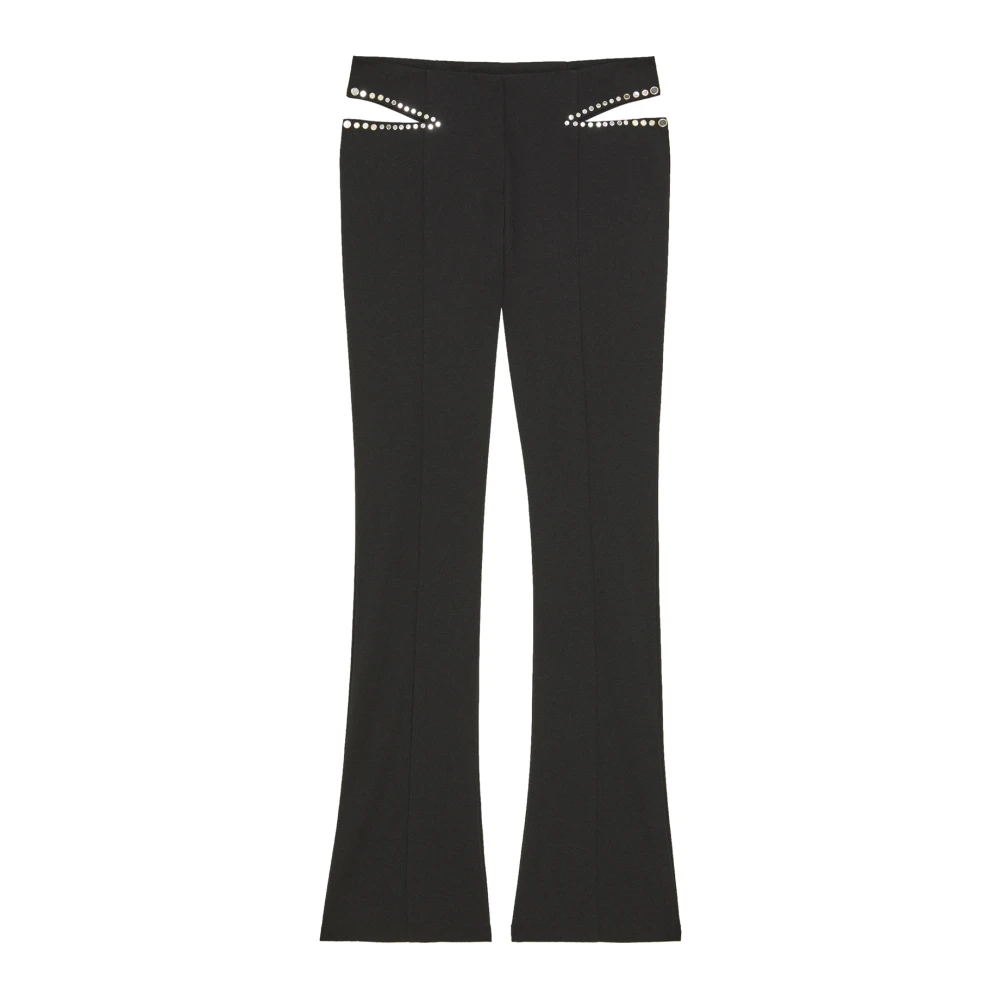 PATRIZIA PEPE Zwarte broek met cut-out en gouden applicaties Black Dames