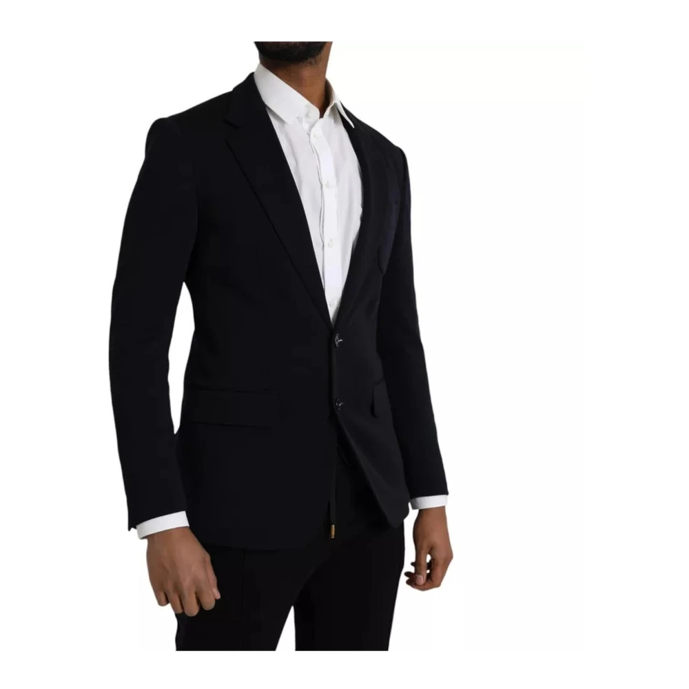 Dolce & Gabbana Blauwe Wol Single Breasted Blazer Jas Blue Heren