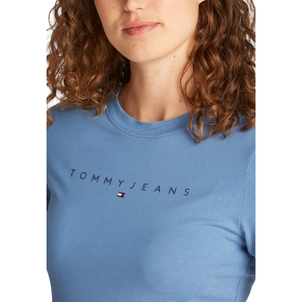 Tommy Jeans Lichtblauw Katoenen T-shirt Blue Dames