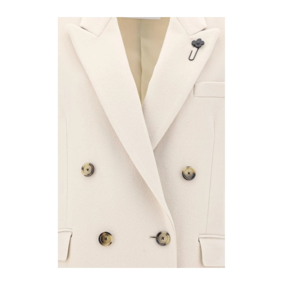 Lardini Double-Breasted Wollen Jas met Revers Beige Dames