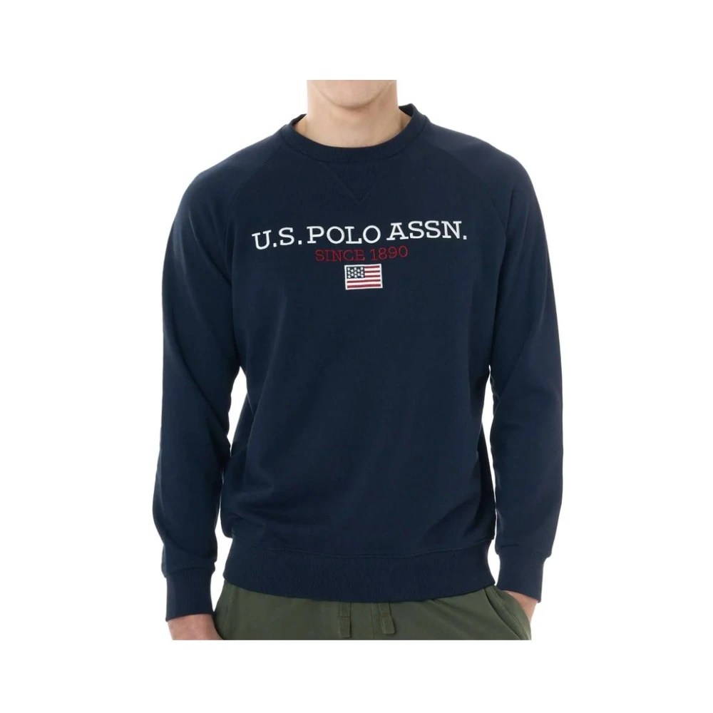 U.s. Polo Assn. Geborduurde Katoenen Crewneck Sweatshirt Blue Heren