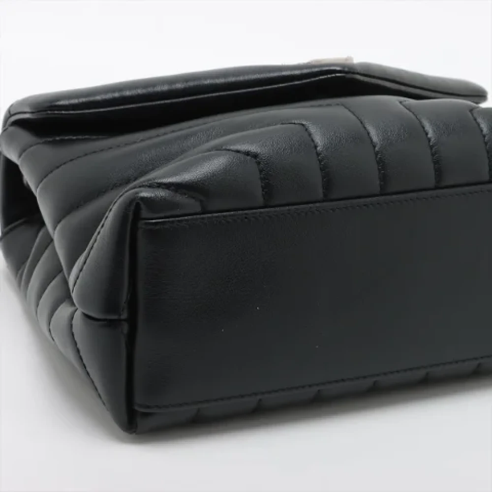 Yves Saint Laurent Vintage Pre-owned Loulou Small Chevron Quilted Leather 2-Ways Envelope Bag Black Dames