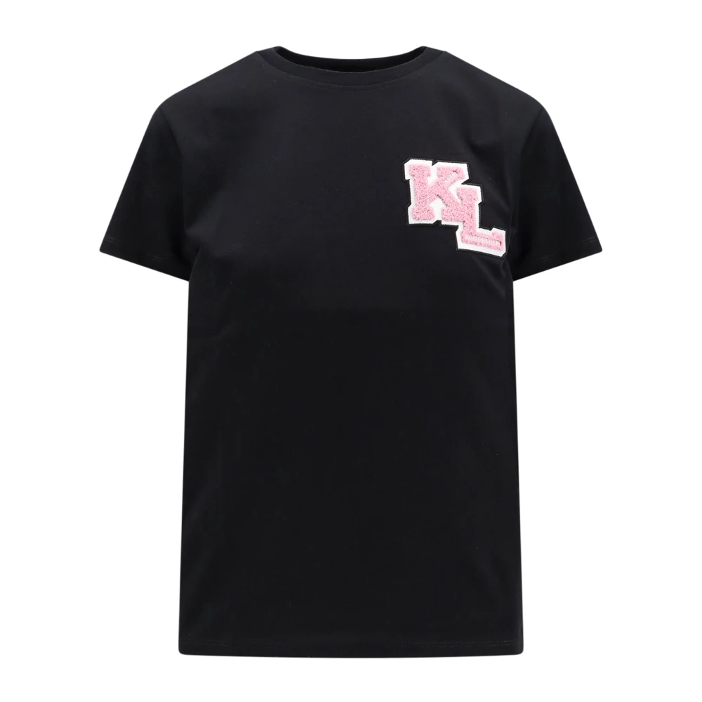 Karl Lagerfeld Logo Biologisch Katoenen T-Shirt Black Dames