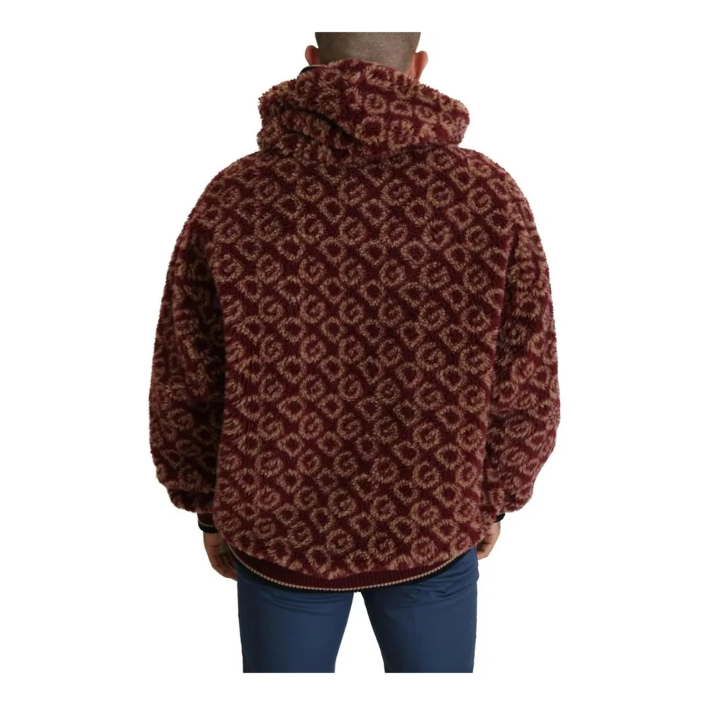 Dolce & Gabbana Oversized Wol Hooded Pullover Sweater Red Heren