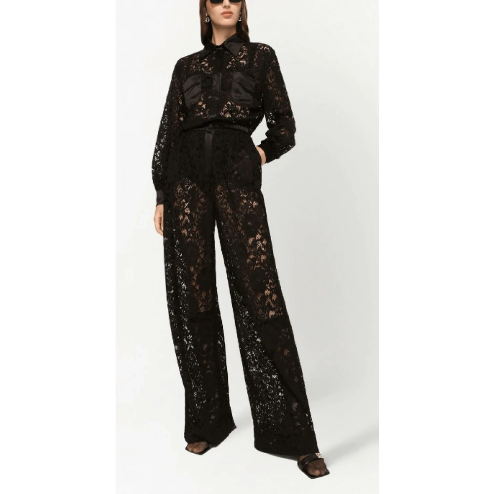 Dolce & Gabbana Zijden Jumpsuit met Kant Black Dames