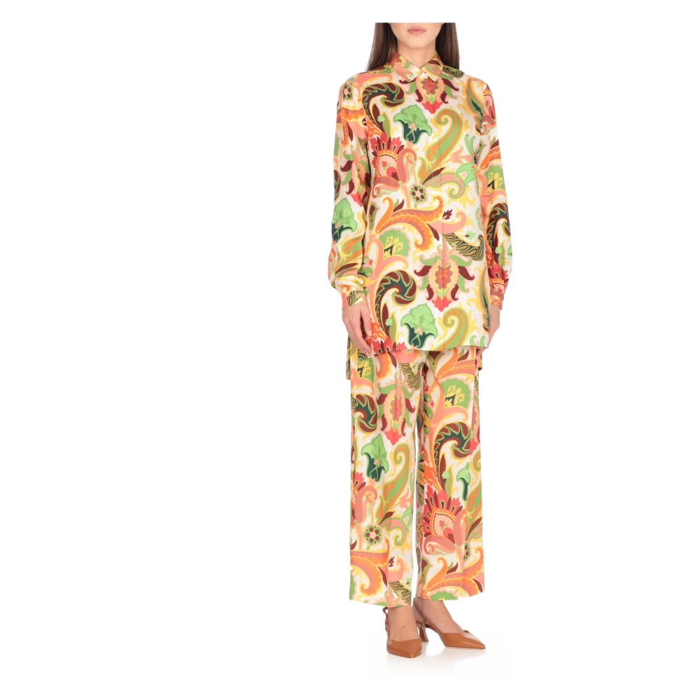 ETRO Witte Zijden Overhemd met Paisley Patroon Multicolor Dames