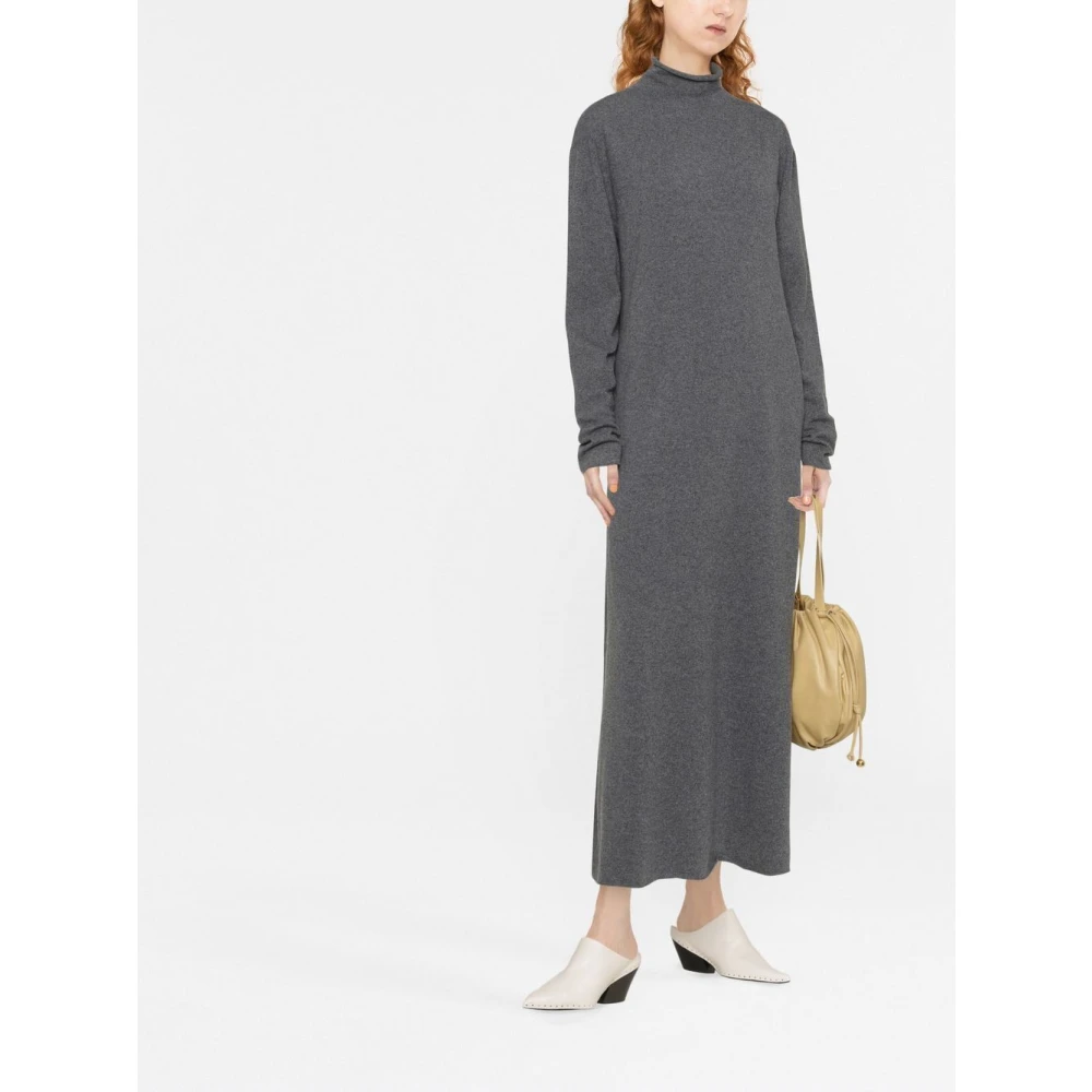 Jil Sander Kasjmier Hoge Hals Midi Jurk Gray Dames