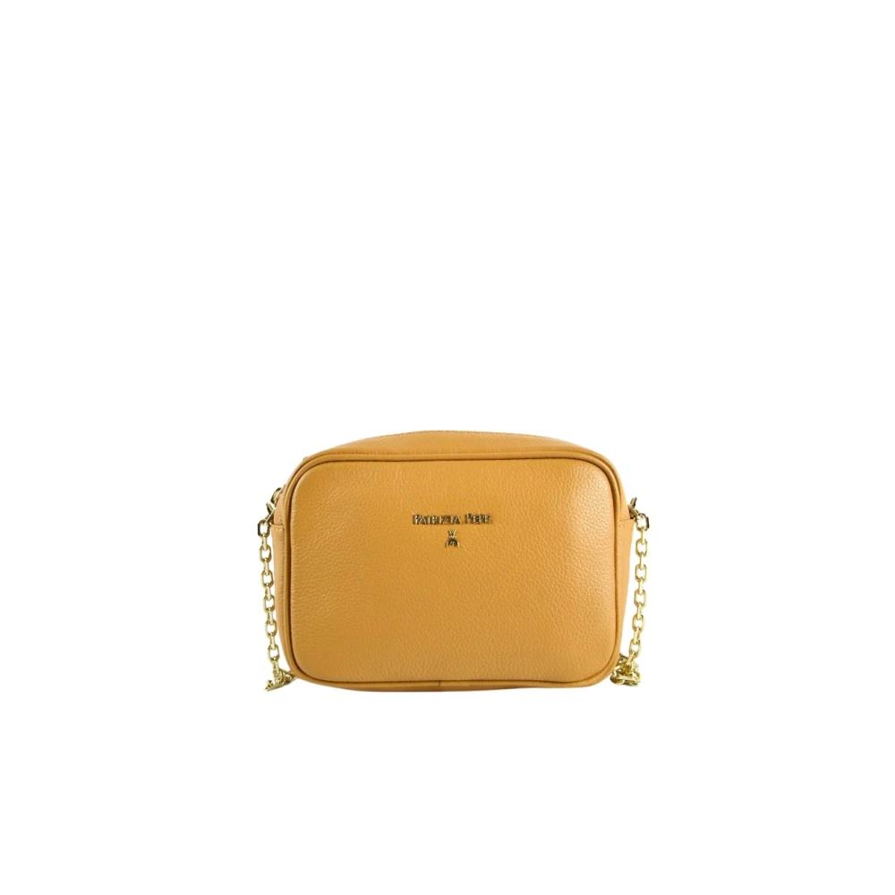 PATRIZIA PEPE Leren schoudertas met kettingriem Yellow Dames