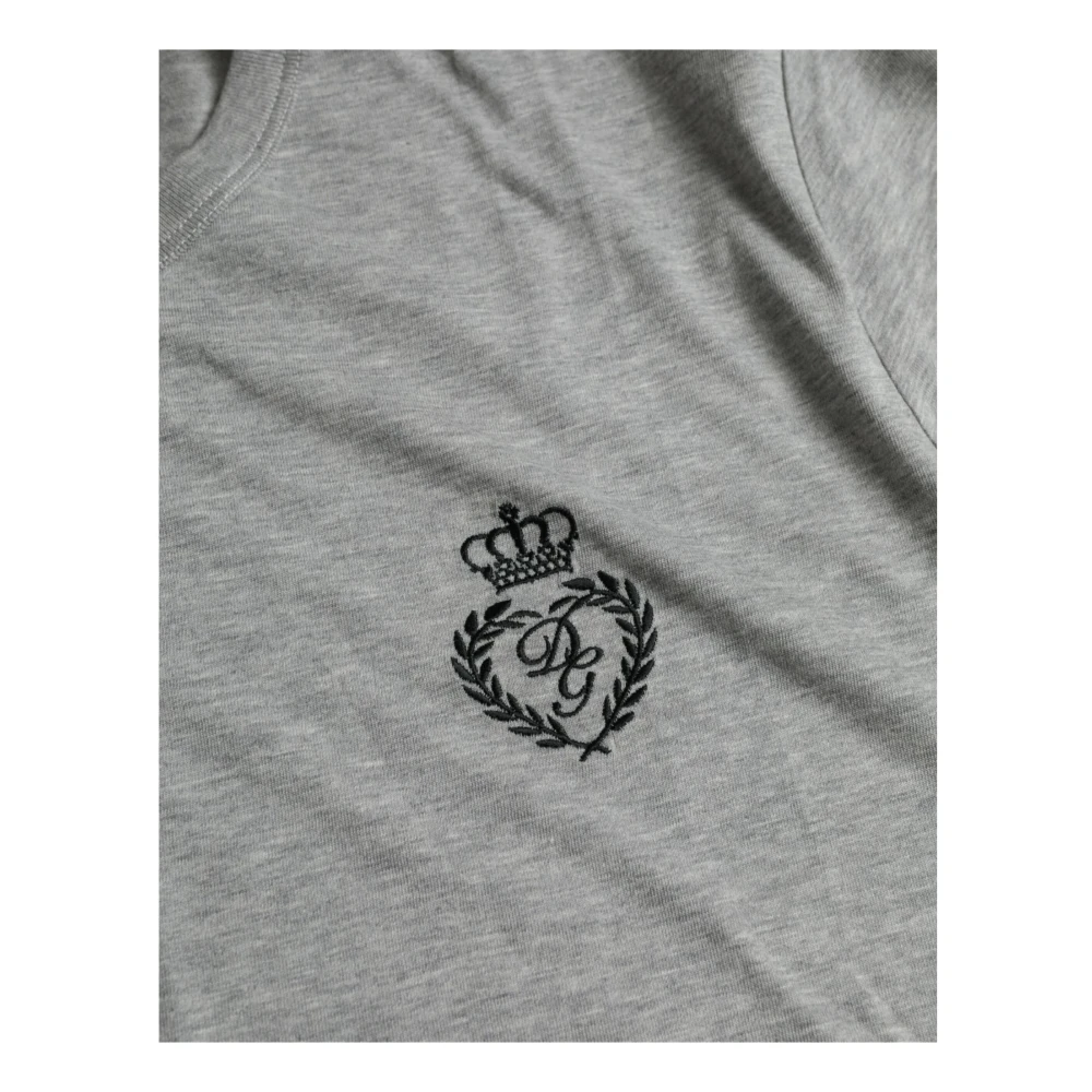 Dolce & Gabbana Grijze Crew Neck Logo T-shirt Gray Heren
