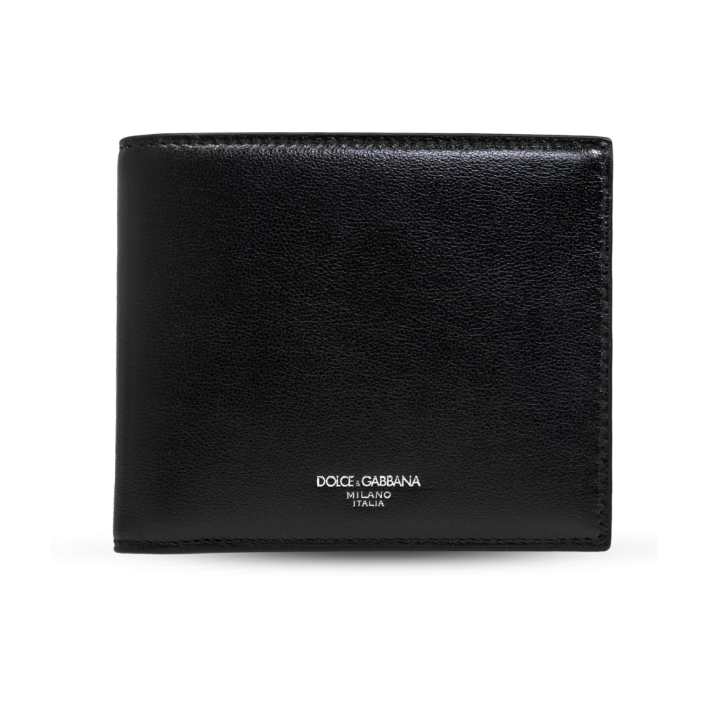 Dolce & Gabbana Zwarte Leren Portemonnee Stijlvolle Herenaccessoire Black Heren