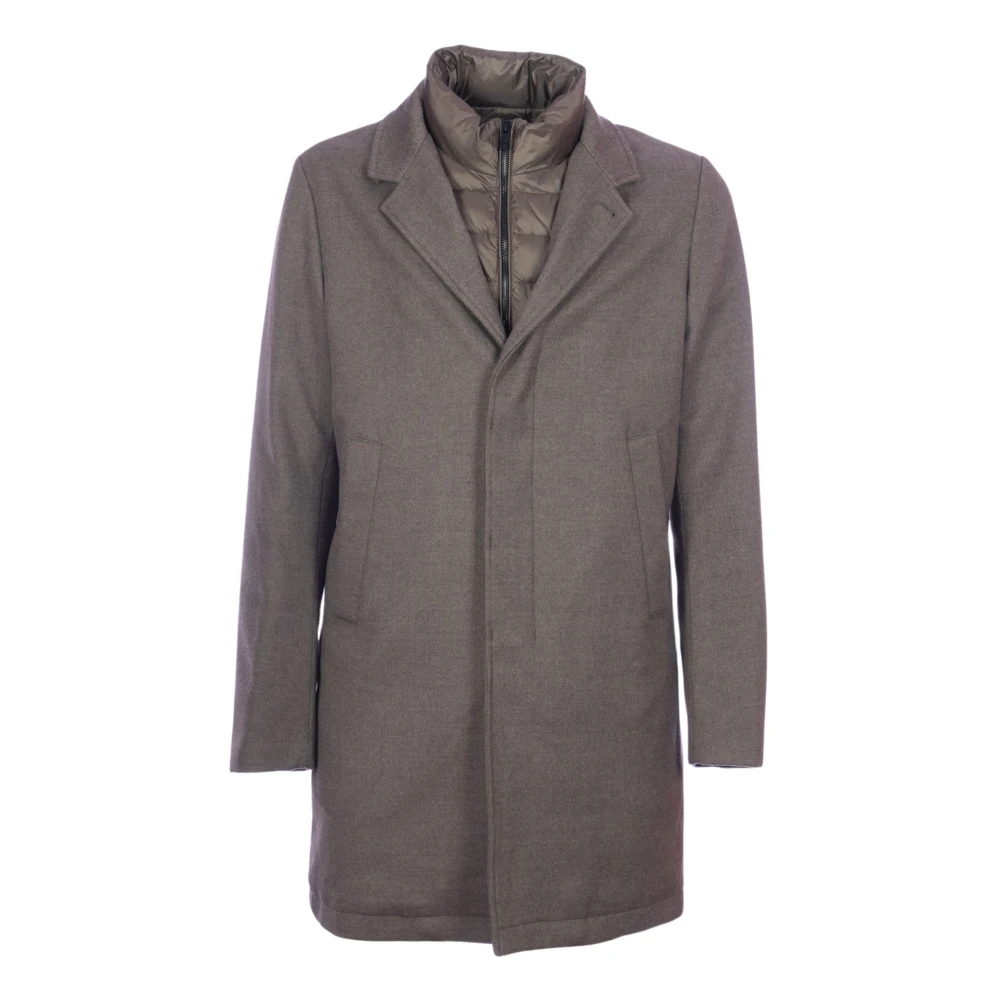 Duno Technische wollen jas met veren vulling Beige Heren