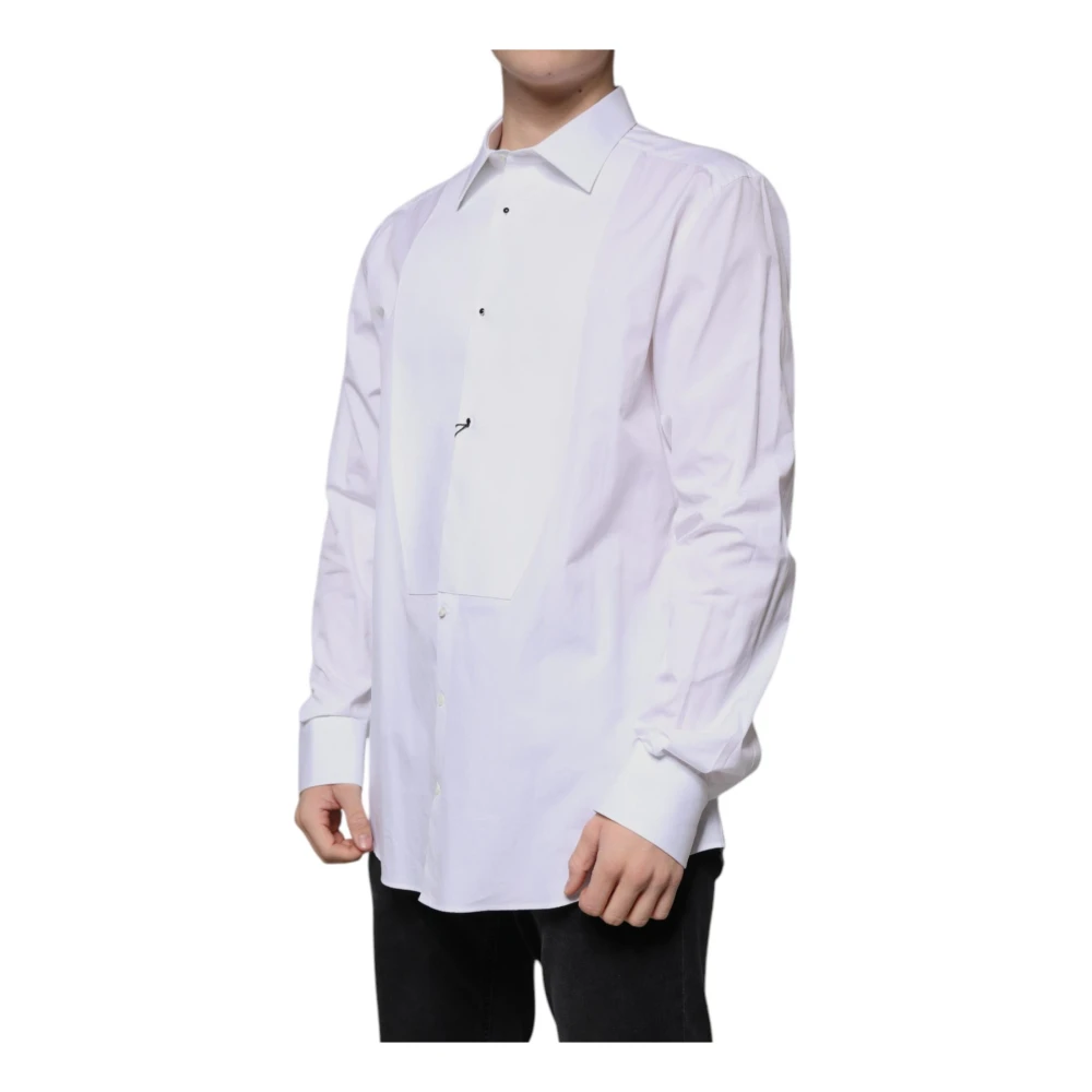 Dolce & Gabbana Witte Katoenen Poplin Formele Overhemd White Heren