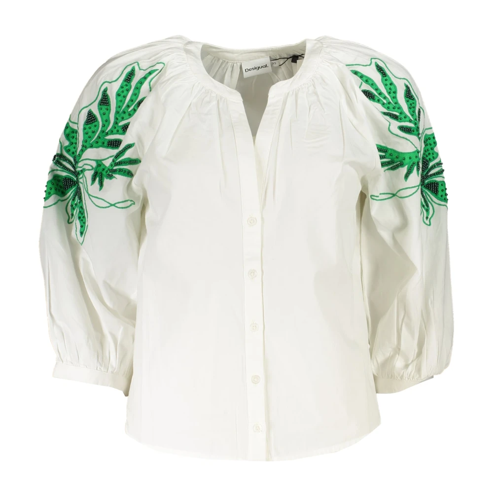 Desigual Blouse met lange mouwen en contrastdetails White Dames