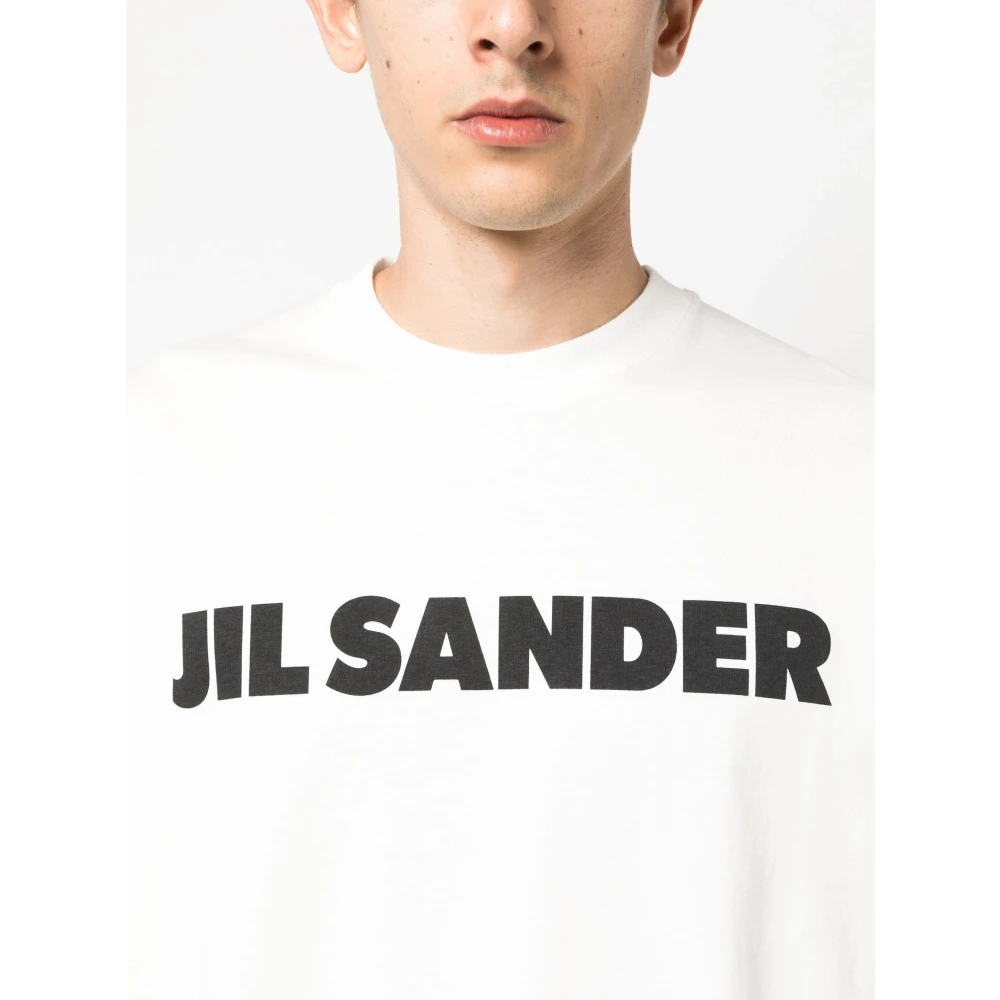 Jil Sander Witte Katoenen Logosweatshirt White Heren