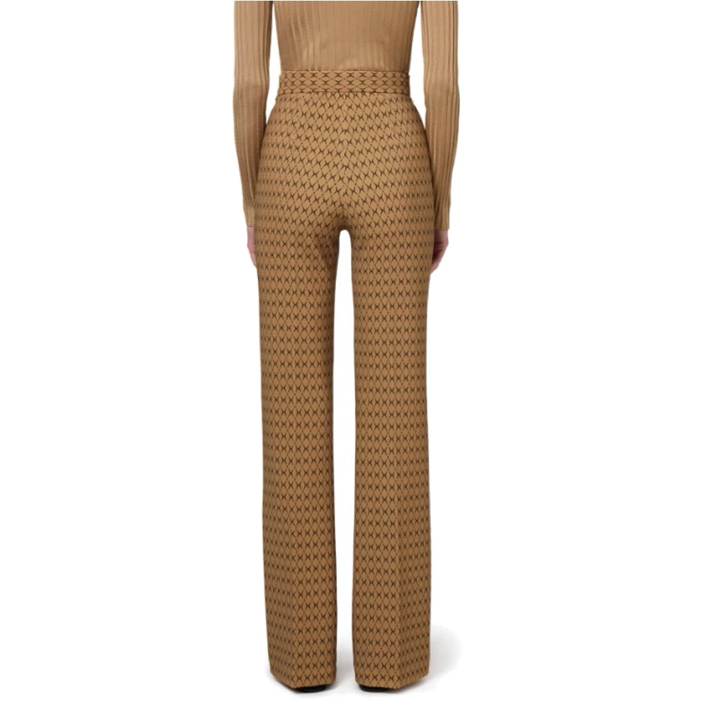 Elisabetta Franchi Palazzo Broek met Ruitprint en Ketting Brown Dames