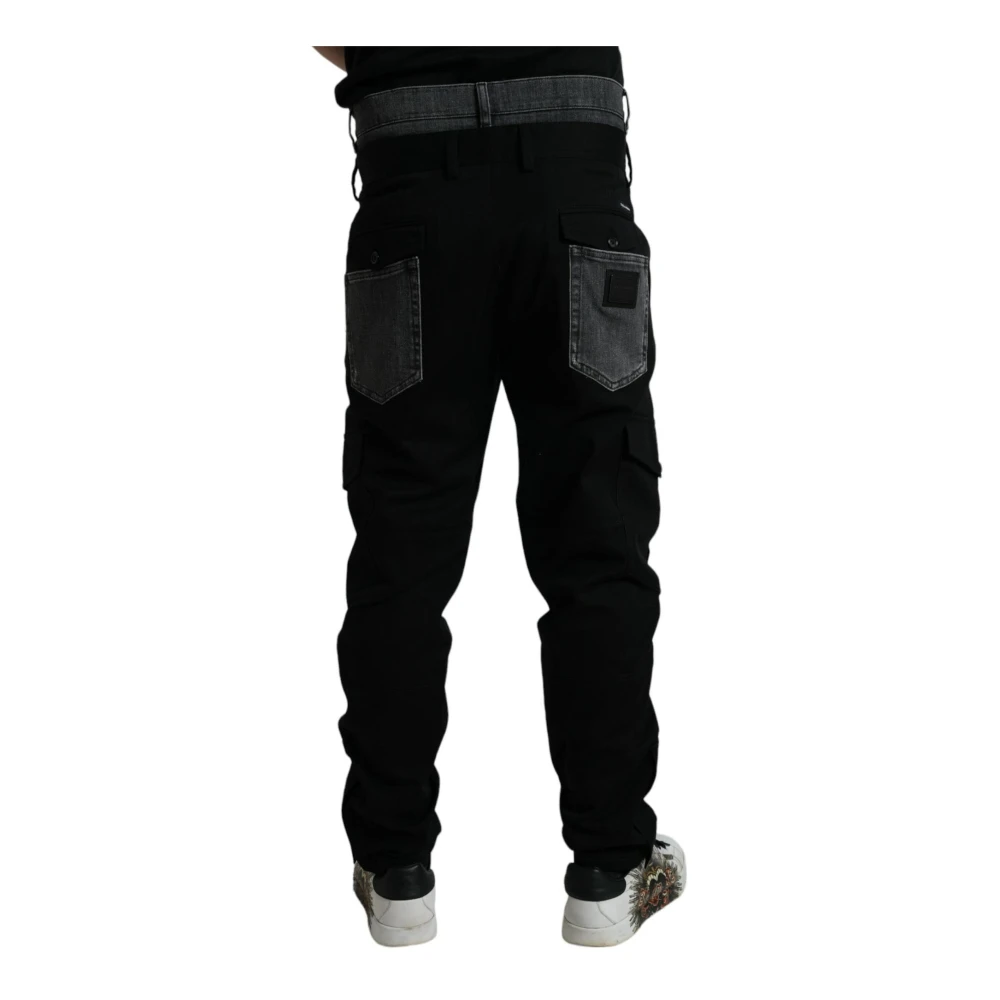 Dolce & Gabbana Zwart Grijs Katoenen Jogger Broek Black Heren