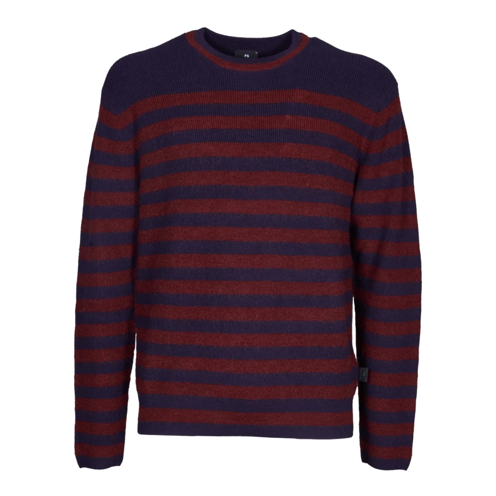 PS By Paul Smith Gestreepte Gebreide Burgundy Trui Multicolor Heren