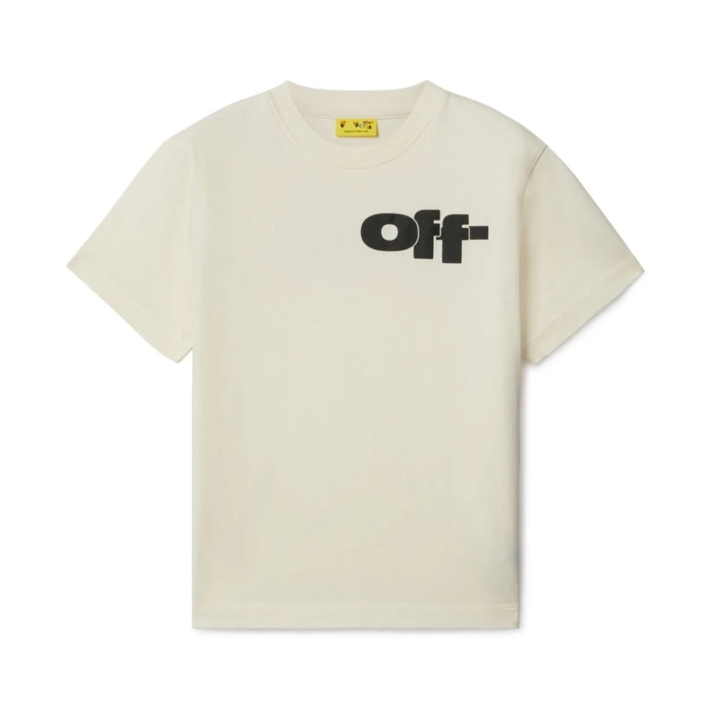 Off White Logo Print Crew Neck T-shirts Beige, Pojke