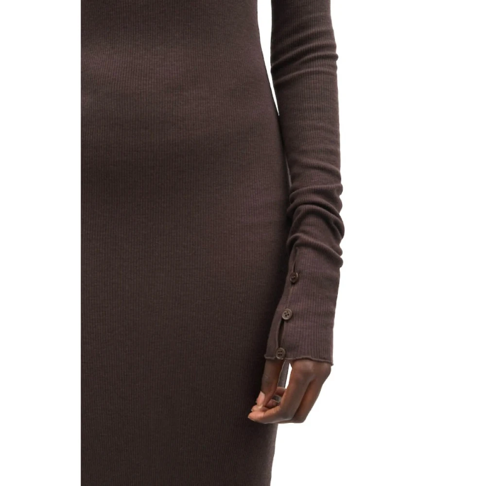 Samsøe Maxi jersey jurk met knoopsluiting Brown Dames
