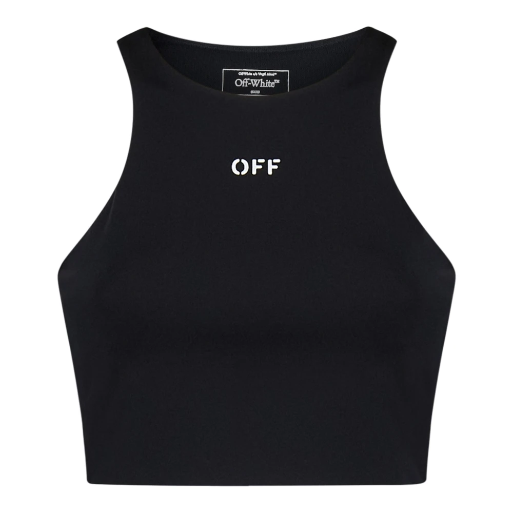 Sort Crop Top med Logo Print