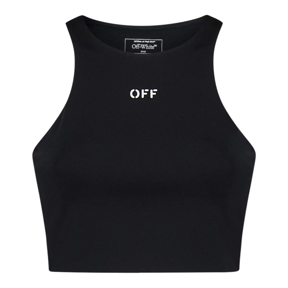 Off White Zwarte Mouwloze Top met OFF Logo Print Black Dames