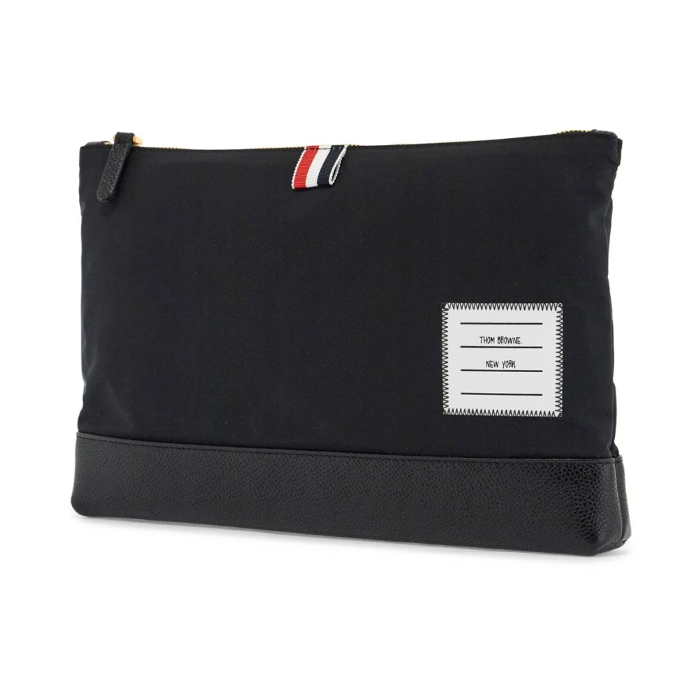 Thom Browne Elegante Heren Pouch met Gouden Rits Black Heren