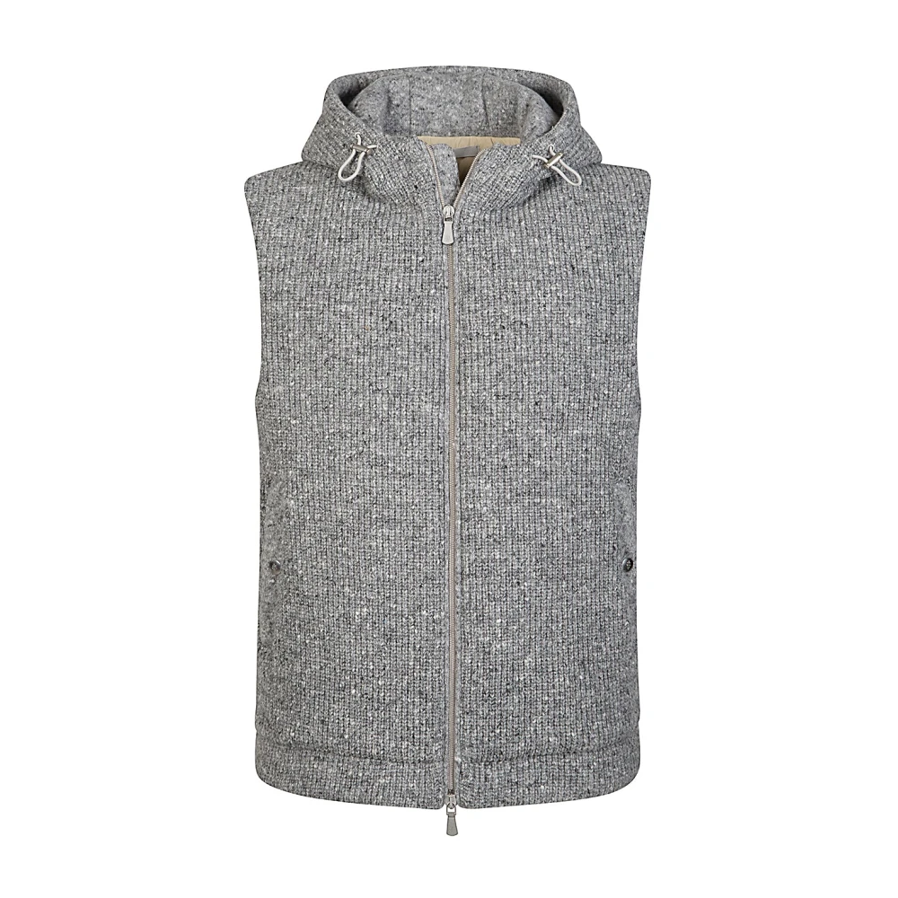 Eleventy Men's Gray Waistcoats, M, Gilet Cappuccio