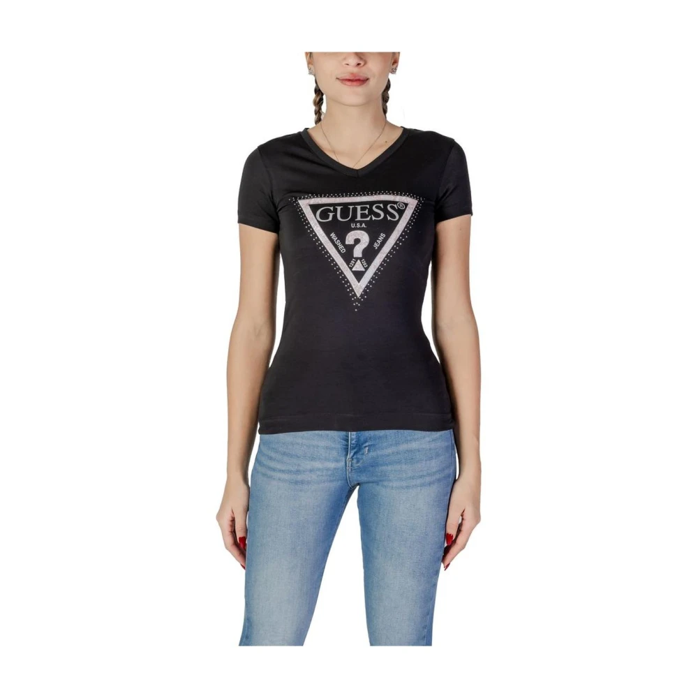 Guess Women's Black Rhinestone Tee For