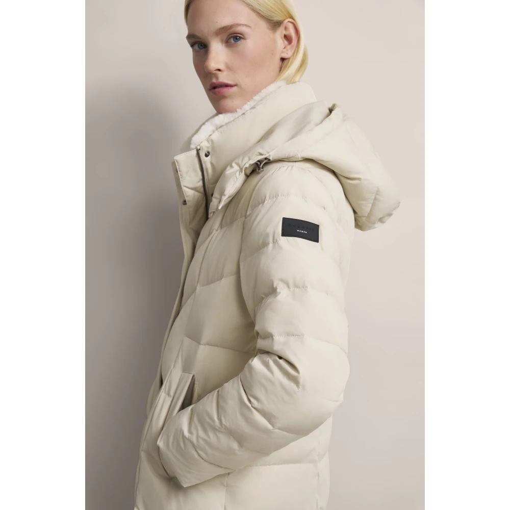 Bugatti Lange gewatteerde jas met afneembare capuchon Beige Dames