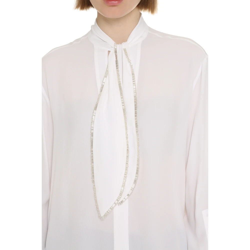 Genny Zijden Crêpe Shirt met Kralenborduursel White Dames