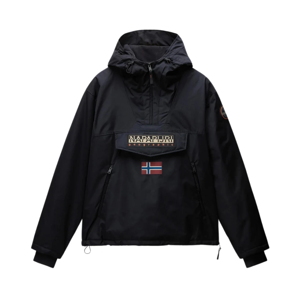 Napapijri Zwarte Rainforest Anorak met Dubbele Rits Black Heren