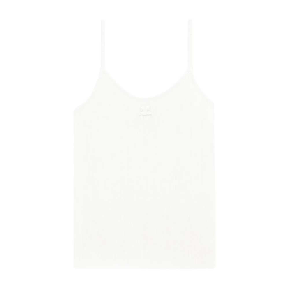 Courrèges Donna Bianco Canotta In Maglia A Costine - Immagine 3