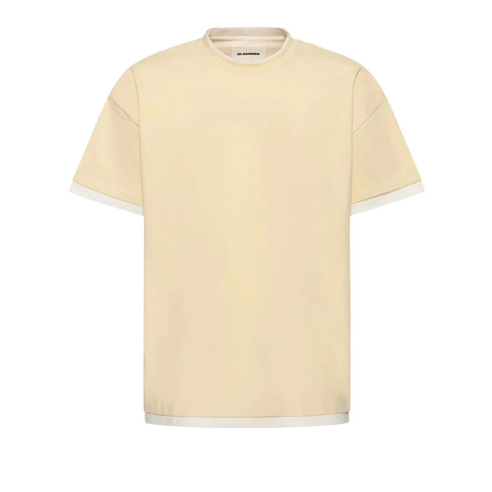 Jil Sander Gele Katoenen T-shirt met Logo Print Yellow Heren