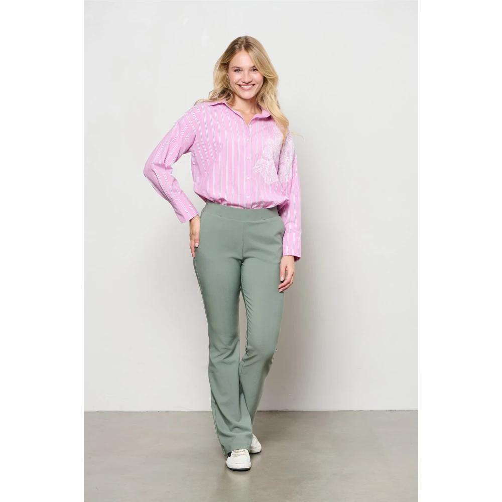 &Co Woman Wijde Broek Zomerse Stijl Green Dames
