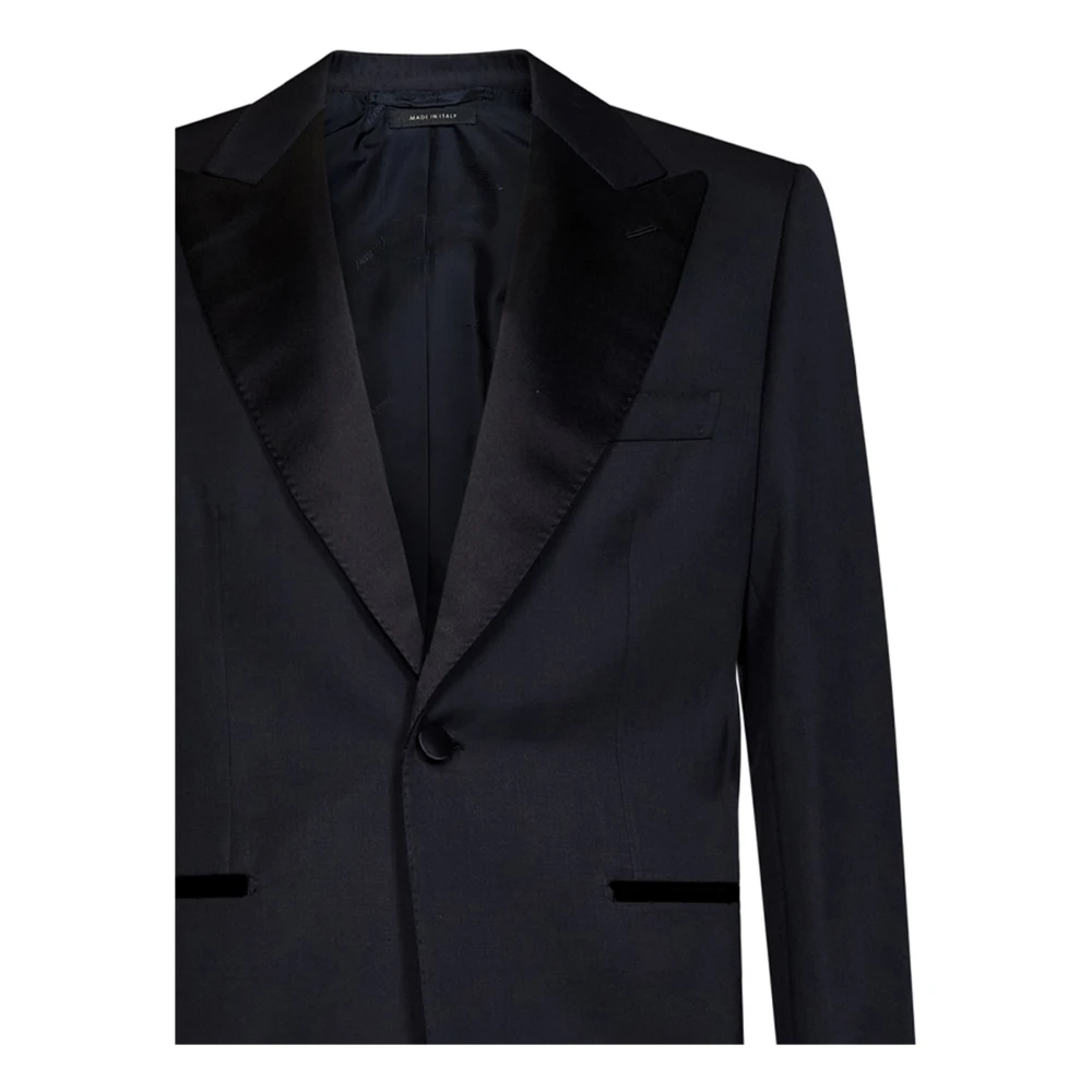 Brioni Blauwe Zijden Peak Revers Blazer Jurk Blue Heren