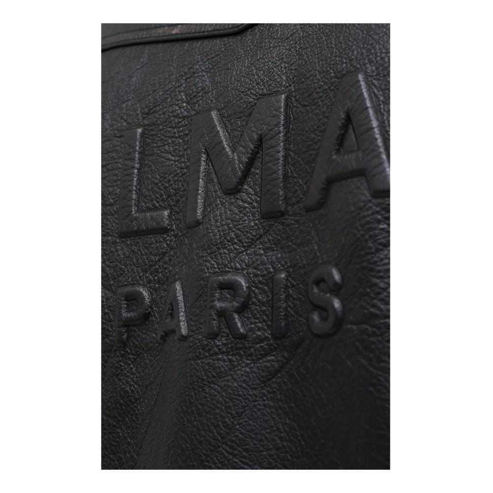 Balmain Leren jas met ritssluiting Black Heren