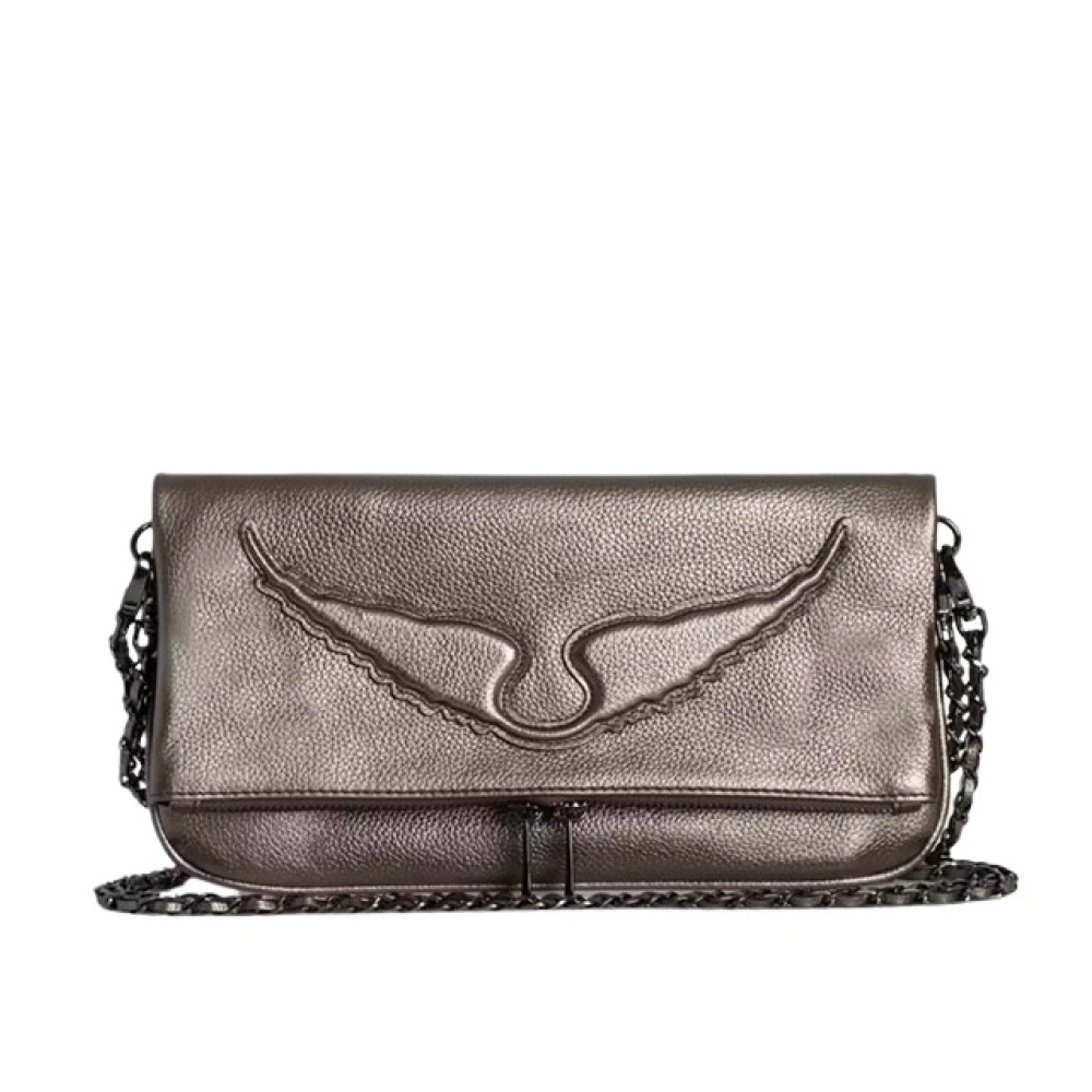 Zadig & Voltaire Rock Handtas met reliëfvleugels Gray Dames