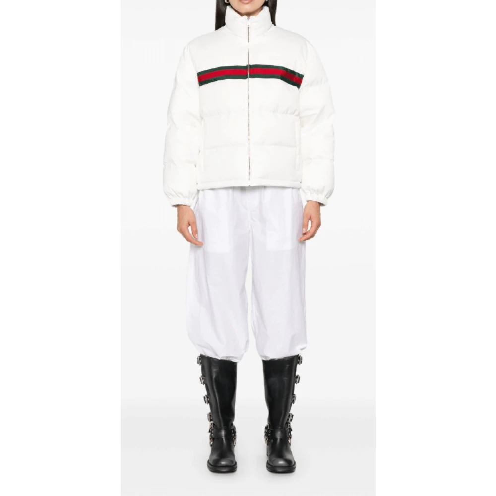 Gucci Witte Puffer Jacket met Geborduurd Logo White Dames
