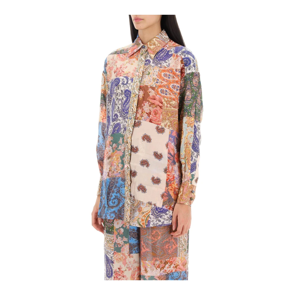 Zimmermann Zijden overhemd met patchwork-effect en paisley- en bloemenmotieven Multicolor Dames