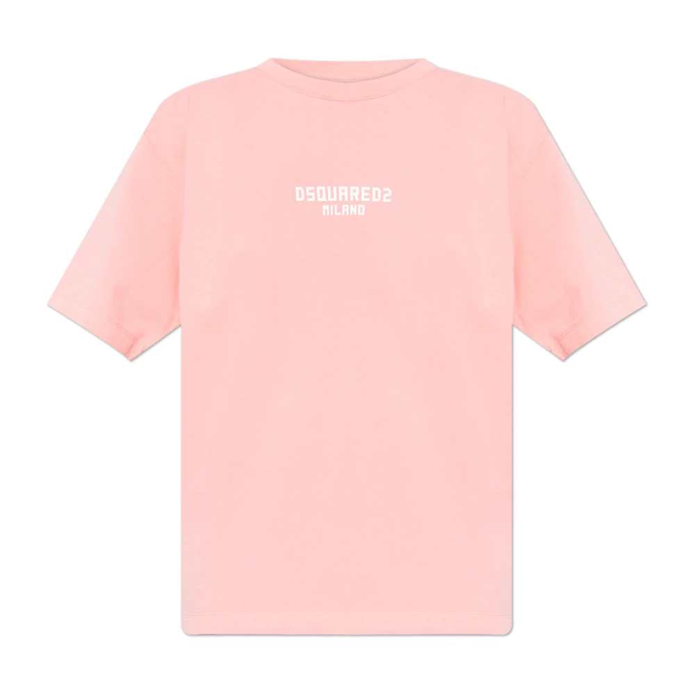 Dsquared2 Donna Rosa - T-Shirt Con Logo Stampato - Tops - 2XS