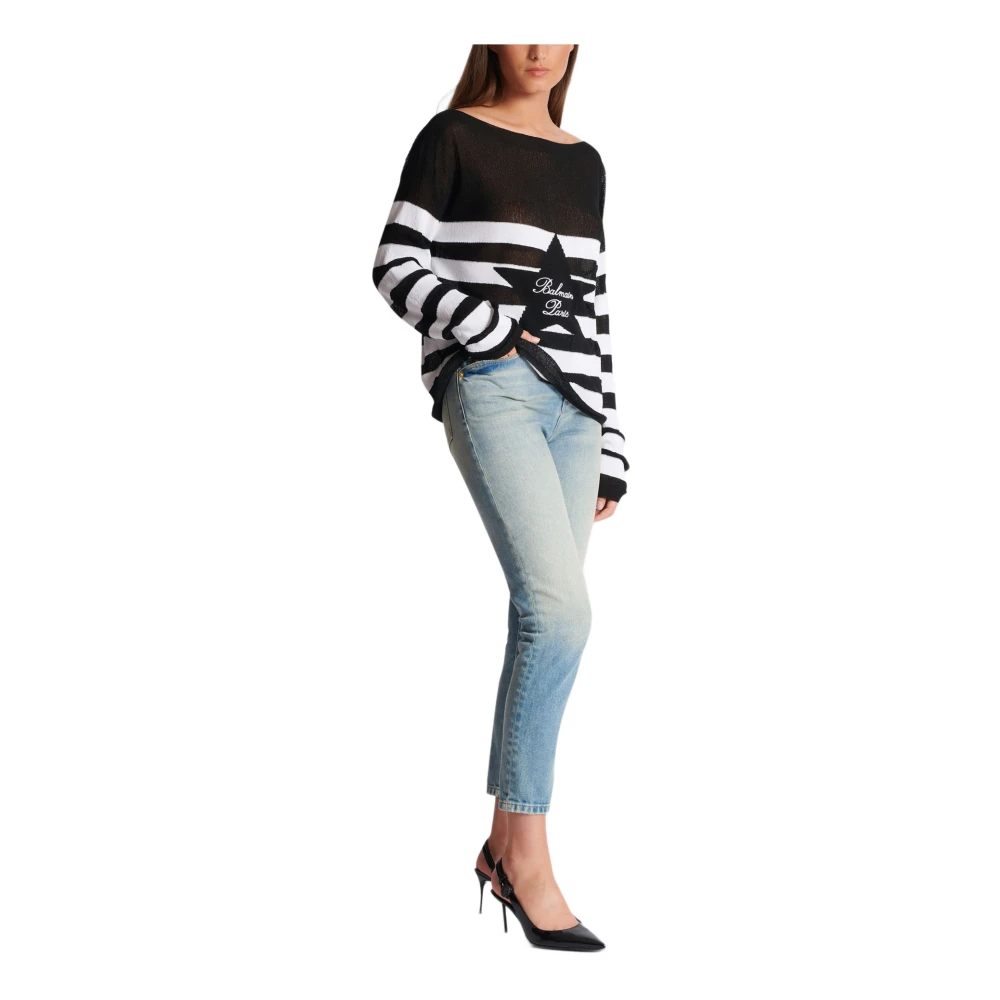 Balmain Bootnektrui met sterrenpatroon Black Dames