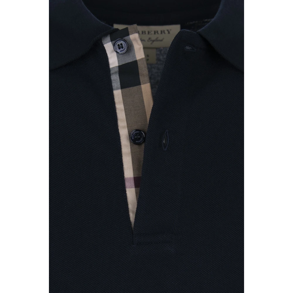 Burberry Korte Mouw Knoop Polo Shirt Blue Heren
