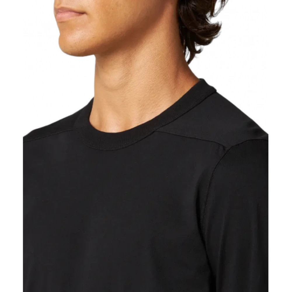 Rick Owens Zwarte katoenen T-shirt met lange mouwen en architecturale silhouet Black Heren