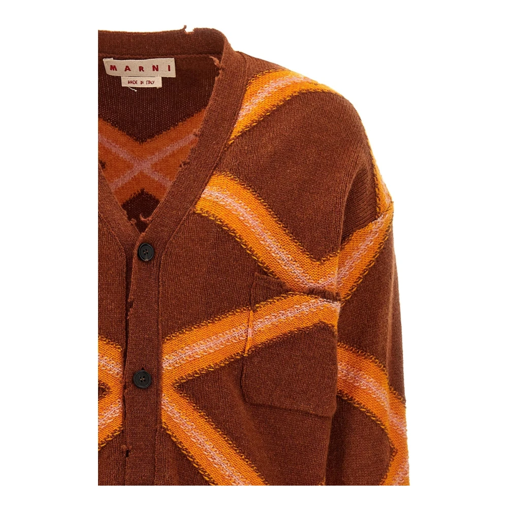 Marni Geometrische Bruine Trui Brown Heren