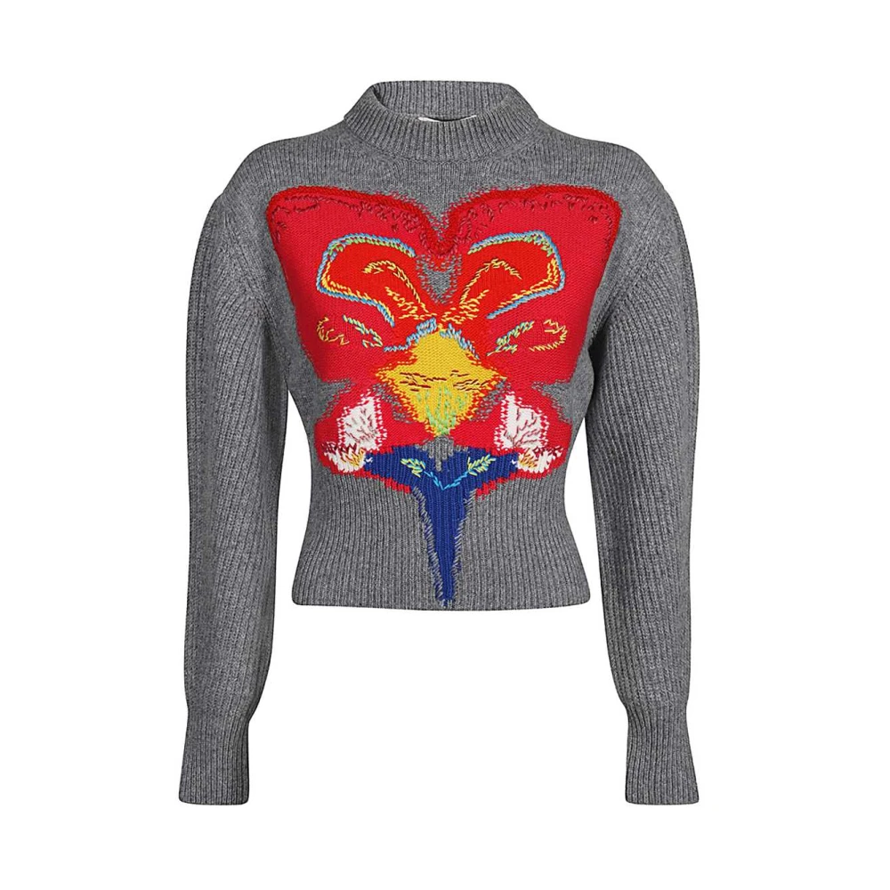 Alexander mcqueen Wollen Crew-neck Sweater met Intarsia Gray Dames